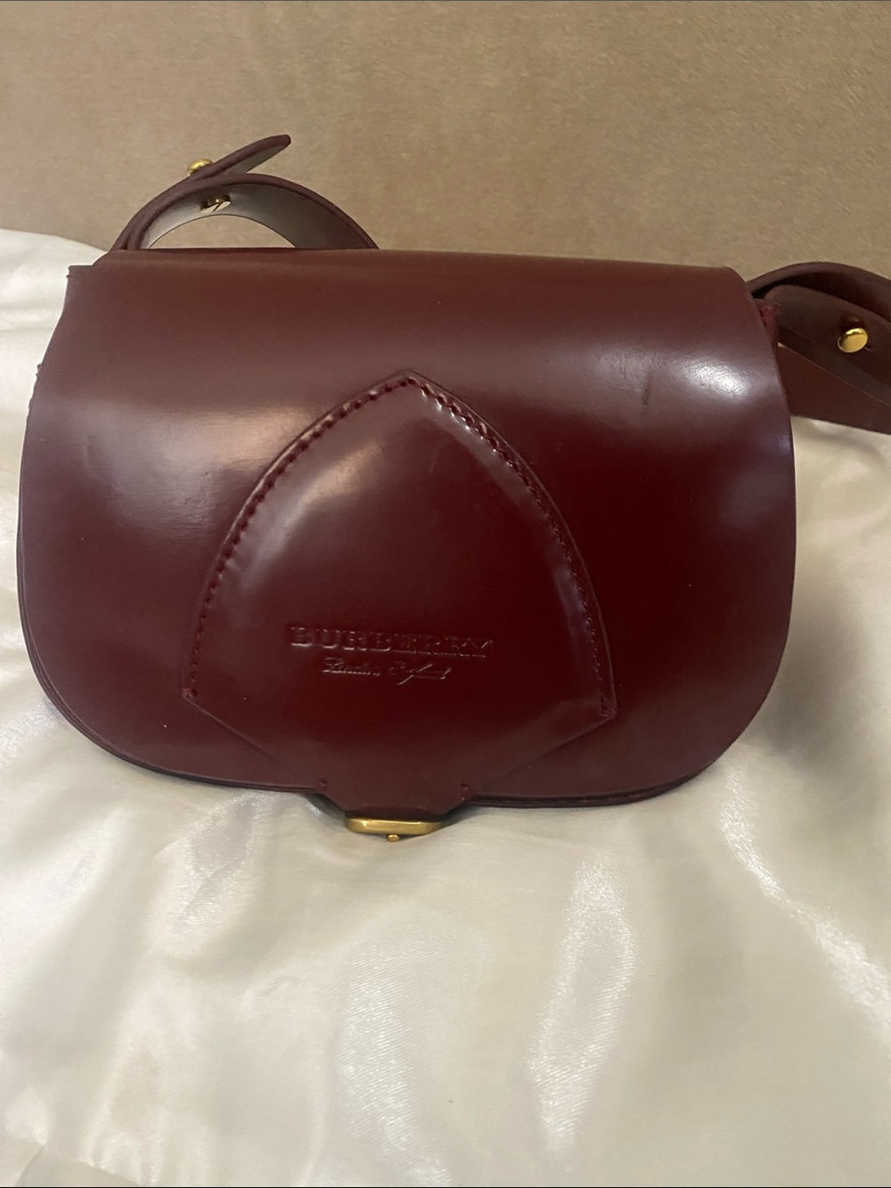 Burberry Deep Burgundy Leather Crossbody Saddle Bag